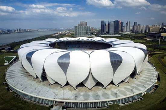 空间桁架结构在体育场馆建筑的实际案例，杭州亚运会场馆